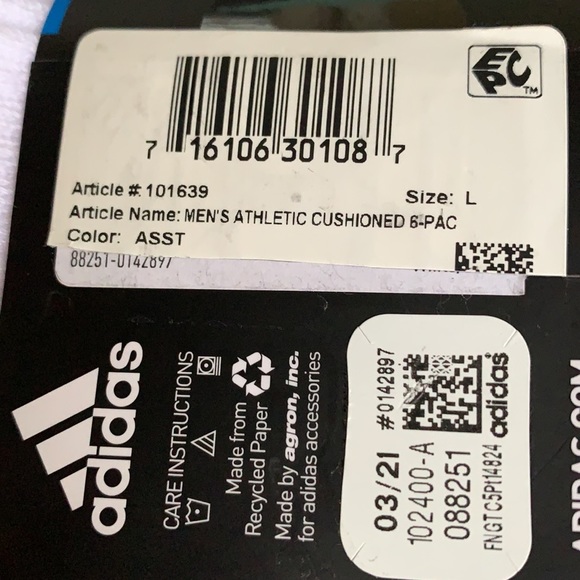 6 pairs socks set Adidas Men’s Cushioned Crew - Picture 12 of 16
